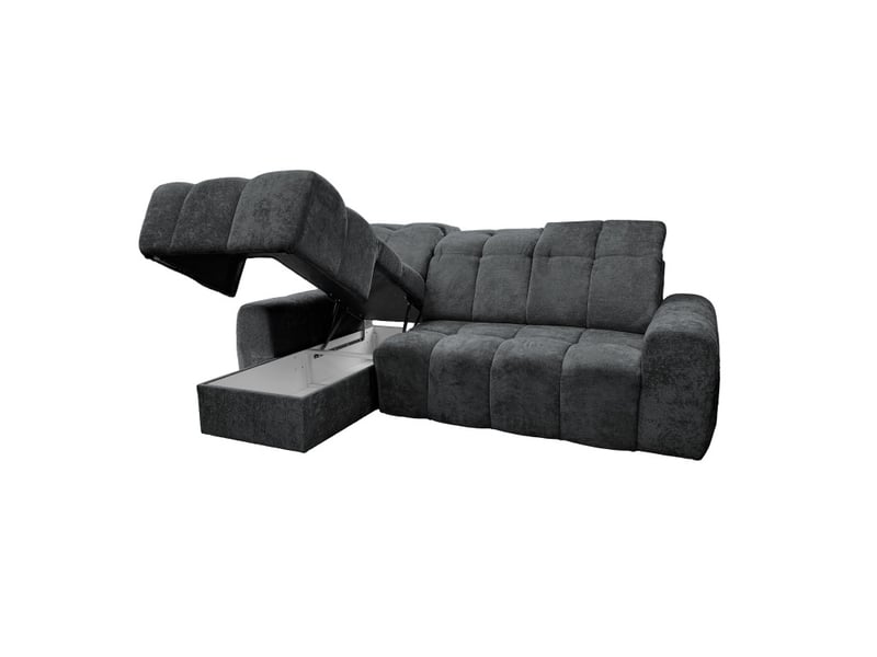  Canapé d'angle gauche relax krabi avec coffre tissu kiara gris foncé KRABI-M-KIA867-L - Conforama D