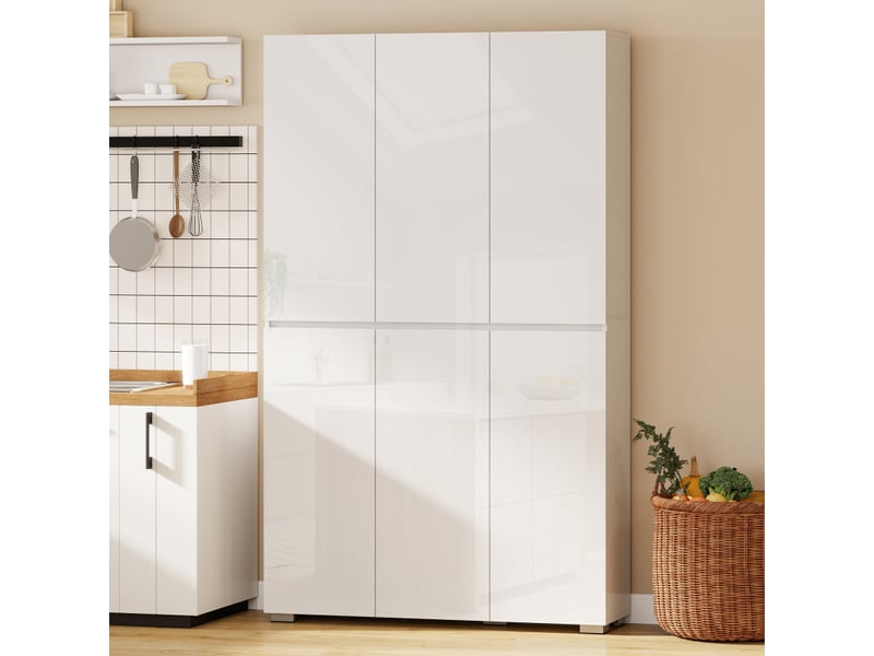  Buffet gumersindo rangement cuisine salon blanc laqué 6 portes 8 étagères  - Conforama E