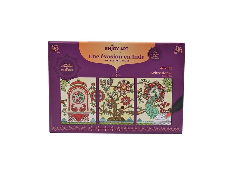  Kit de coloriage marqueurs arbre de vie triptyque mandala avec pinceau 1-23532160 - Conforama A