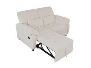 Canapé convertible tcqpz 2 places 3 en 1 142 x 90 x 86,5 cm dossier réglable usb type-c chenille beige