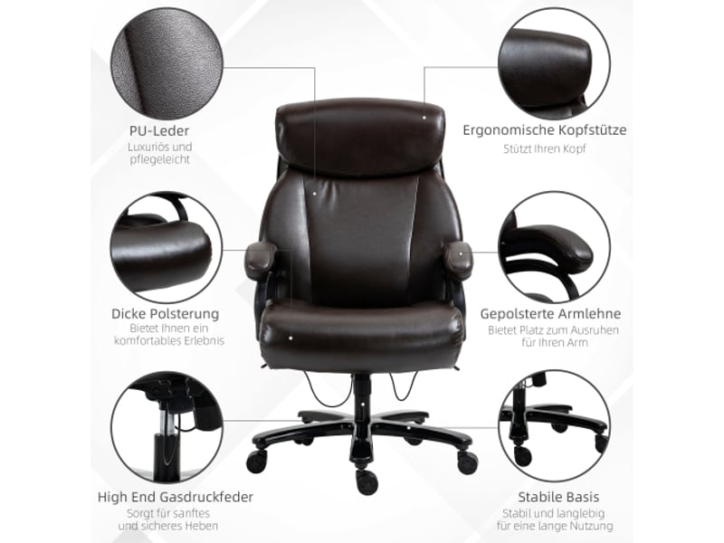  Fauteuil de bureau gaming ergonomique, rembourrage épais, inclinable, réglable, 180 kg  - Conforama D