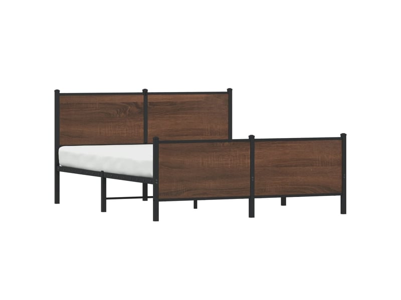  Lit double- lit adulte -  cadre de lit en métal sans matelas chêne marron 150x200 cm  - Conforama B
