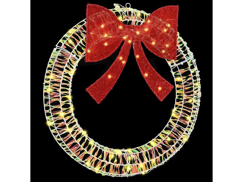 Couronne de noël, décoration de noël blanc chaud 75 x 75 x 8 cm pet 60 led cf61766 - Conforama D