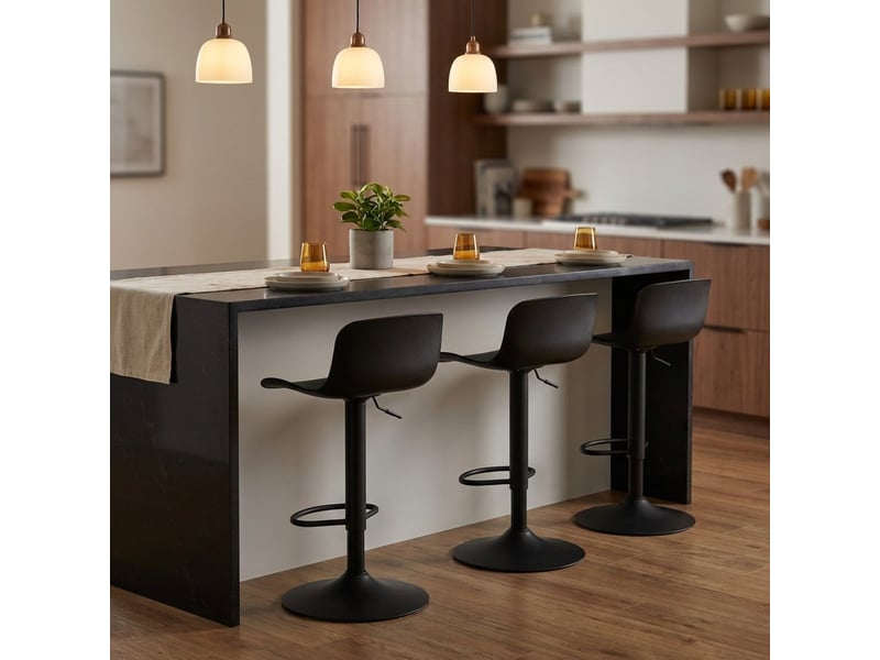  Lot de 2 tabourets de bar hauts pivotants et réglables bora bora - noir  - Conforama B