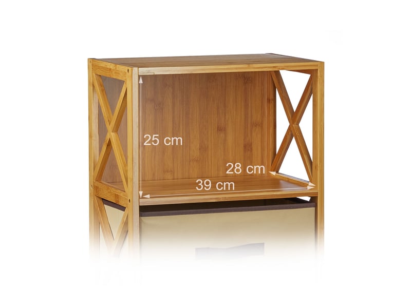  Etagère sur pied en bambou 2 niveaux 54 x 42 x 29 cm avec panier amovible style maison de campagne en bambou naturel 13_0005815  - Conforama B