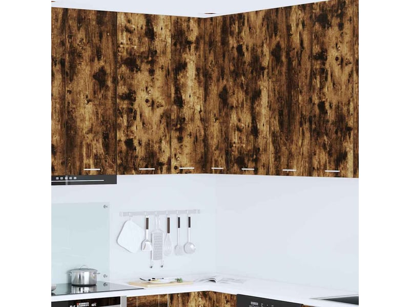  Meuble de rangement cuisine, armoire suspendue chêne fumé et blanc 57x57x100cm  - Conforama B