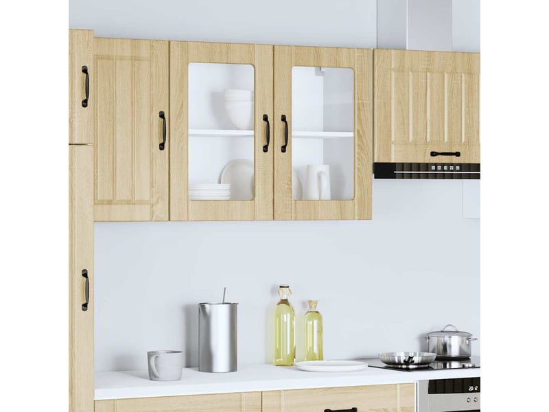  Armoire murale de cuisine avec porte vitrée lucca en chêne sonoma shl6526  - Conforama D