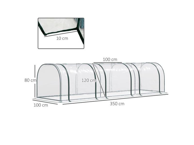  Serre de jardin 350x100x80 cm cadre en métal transparente  - Conforama E