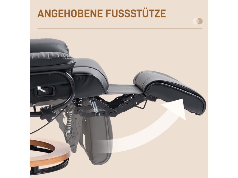  Fauteuil relax pivotant homcom simili cuir inclinable avec repose-pieds, capacité 150 kg  - Conforama E