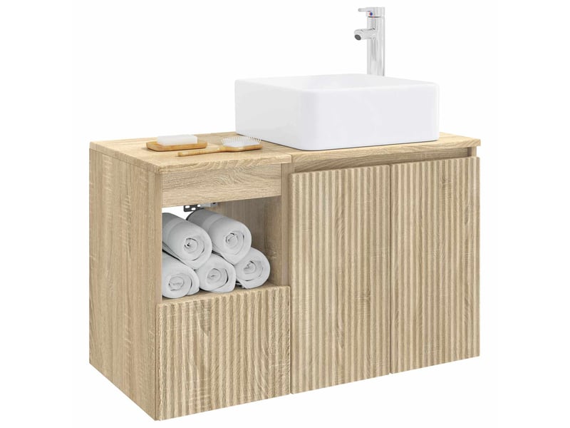 Ensemble de mobilier de salle de bain 2 pc chêne sonoma cf64132 - Conforama C