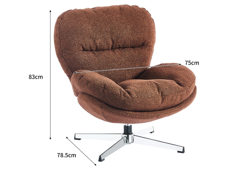  Fauteuil pivotant en tissu bouclé rouille et piètement chromé - oli Oli - Conforama C