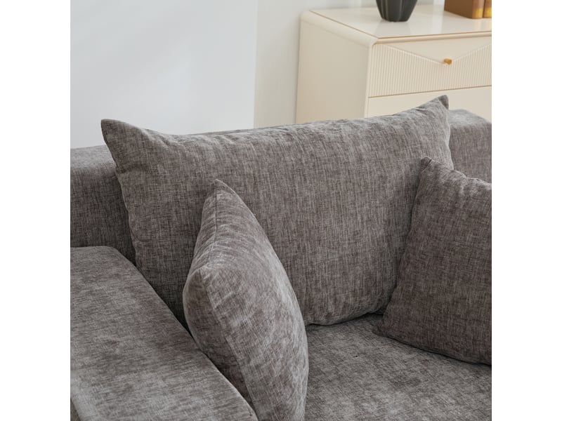  Canapé modulable en tissu chenille gris - canapé compressé sans montage pour salon moderne  - Conforama R