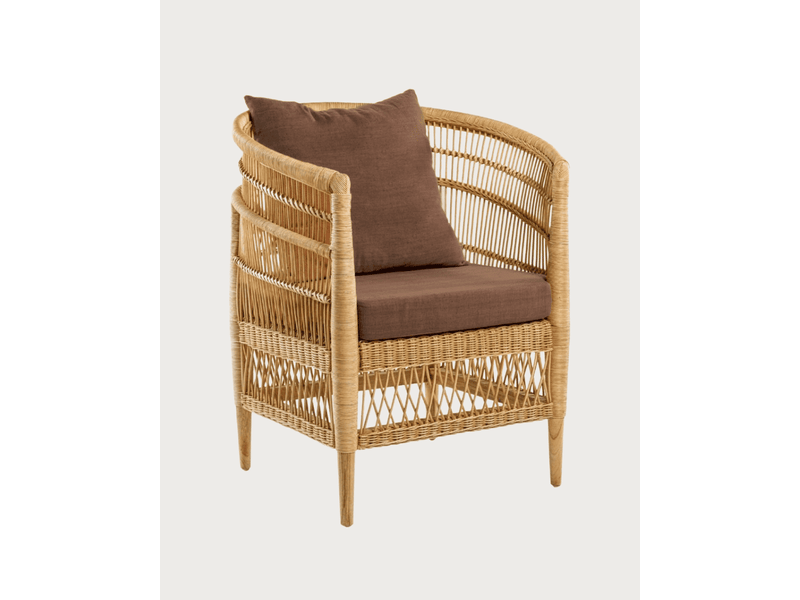  Lusso marron - fauteuil de jardin en rotin avec coussin d'assise amovible marron  - Conforama D