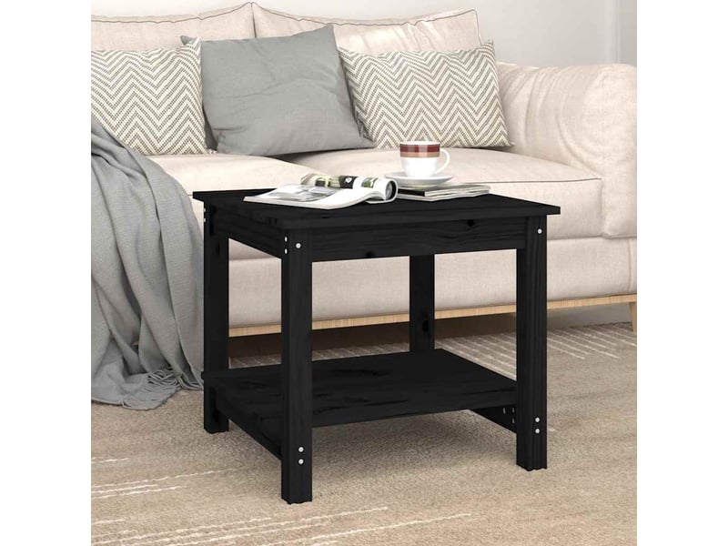  Table basse | table de salon noir 50x50x45 cm bois massif de pin  - Conforama C