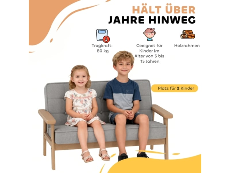  Fauteuil enfant gris, cadre bois, aspect velours, rembourré, pour enfants 3-15 ans  - Conforama D