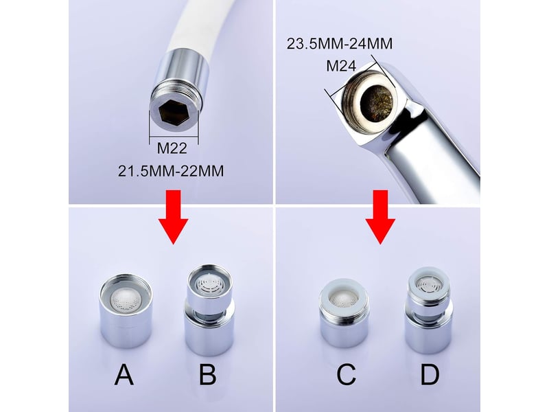  Aérateur rotatif à 360° pour robinets en laiton, 2 modes réglables, économiseur d'eau pour robinets, filetage mâle de 24 mm, afa009  - Conforama D
