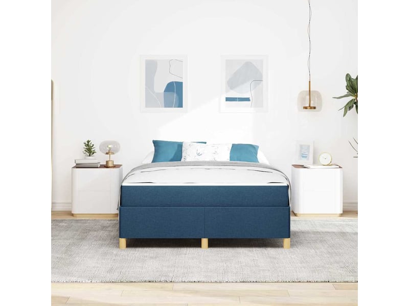  Lit double | lit adulte | cadre de lit avec matelas bleu 140x200 cm tissu  - Conforama D