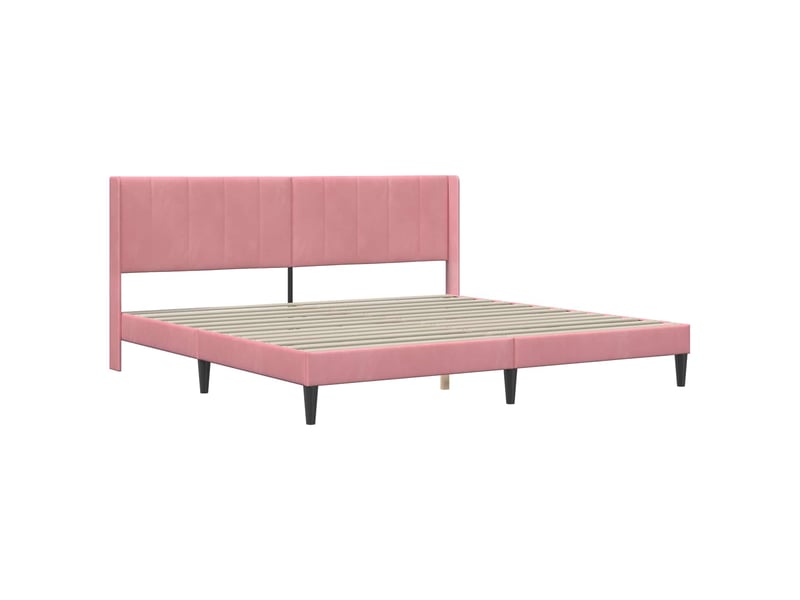  Lit double- lit adulte -  cadre de lit avec tête de lit rose 180 x 200 cm velours  - Conforama B
