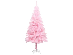 Sapin de noël, arbre de noël artificiel pré-éclairé et boules rose 150 cm pvc