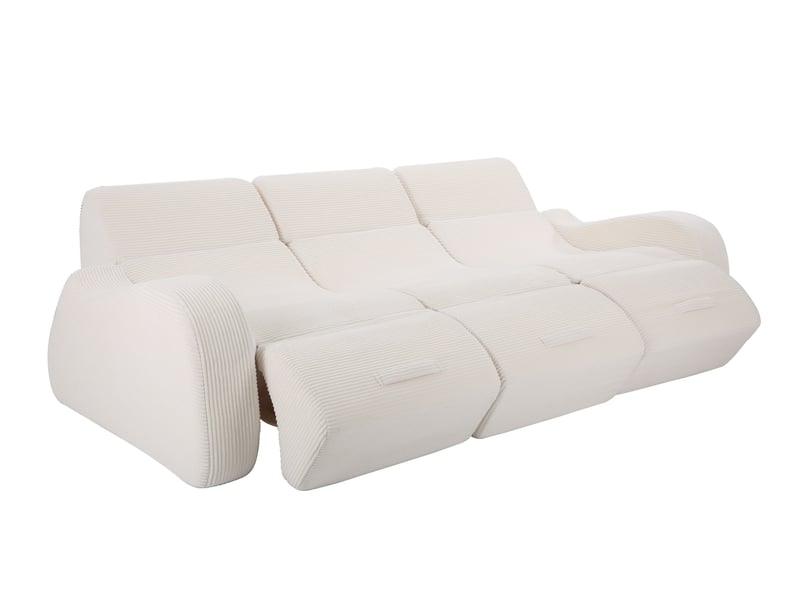  Canapé modulable 3 places convertible en velours côtelé beige 247x115x76 cm  - Conforama E