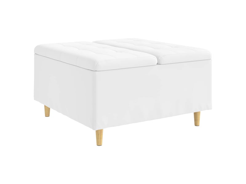  Ottoman, repose pied salon avec rangement blanc 80x80x45 cm simili cuir  - Conforama A