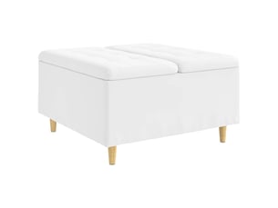Ottoman, repose pied salon avec rangement blanc 80x80x45 cm simili cuir