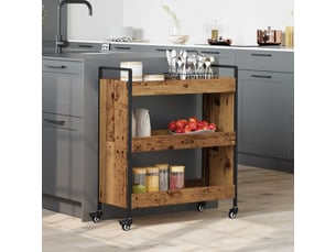 Desserte de cuisine, chariot de rangement bois ancien 70x30x82 cm