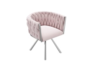Fauteuil de coiffeuse pivotant,59x54x72 cm,360°,velours,rose