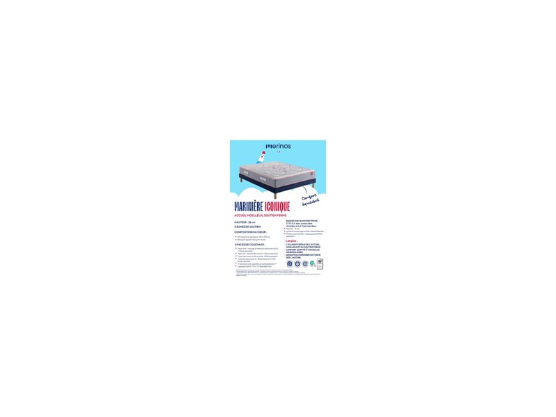  Matelas 90x200 mariniere mousse moelleux double faces ressorts ensaches 8162590 - Conforama C