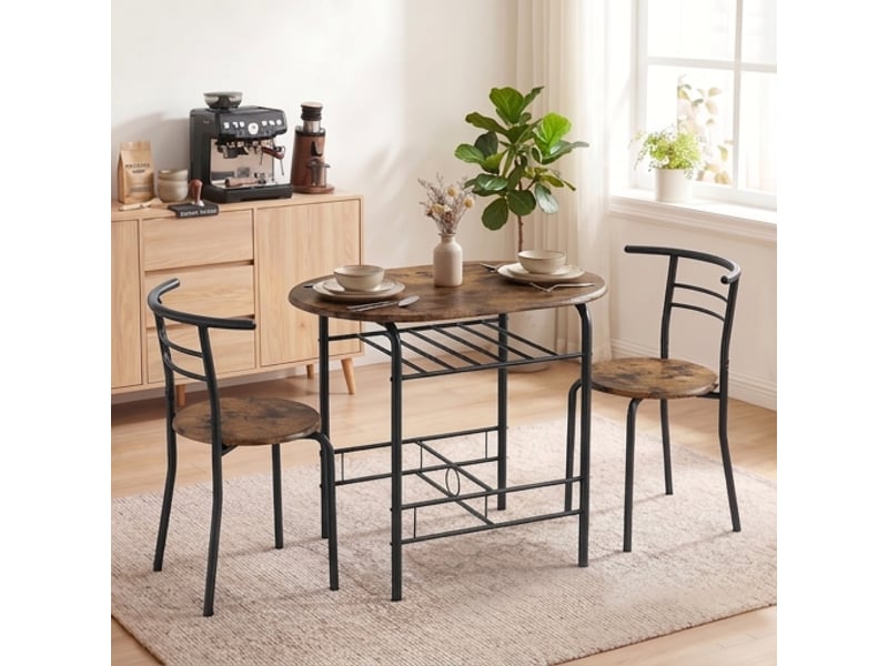  Ensemble table et 2 chaises de salle à manger, 80x52x76 cm, style industriel marron rustique  - Conforama B