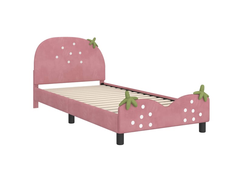  Cadre de lit pour enfants - lit jeune avec tête de lit rose 90 x 190 cm  - Conforama D