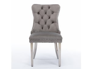 Lot de 2 chaises de salle à manger en velours gris avec pieds chromés