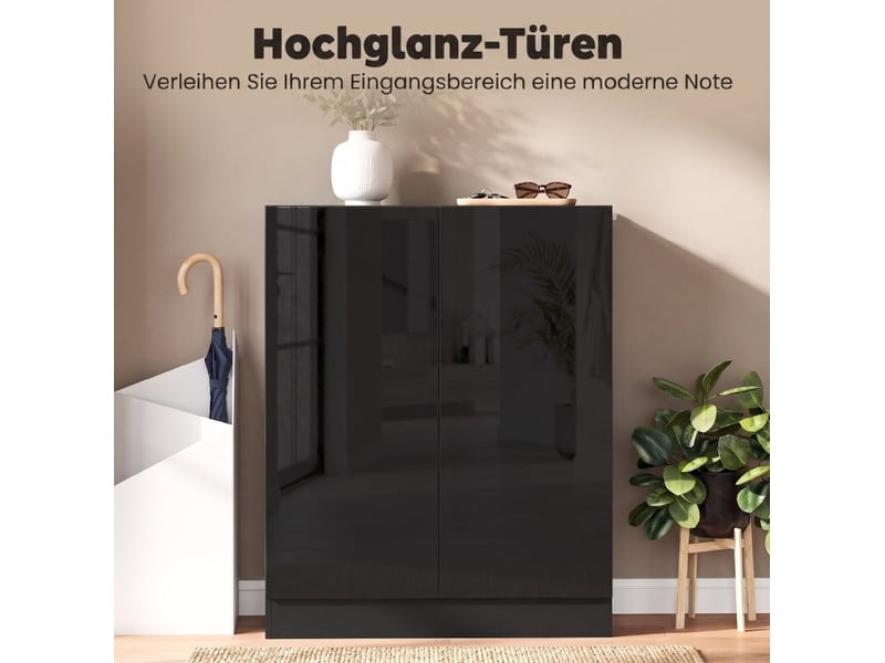  Meuble à chaussures 72x34,5x103 cm 5 niveaux panneau de particules et mdf noir  - Conforama D