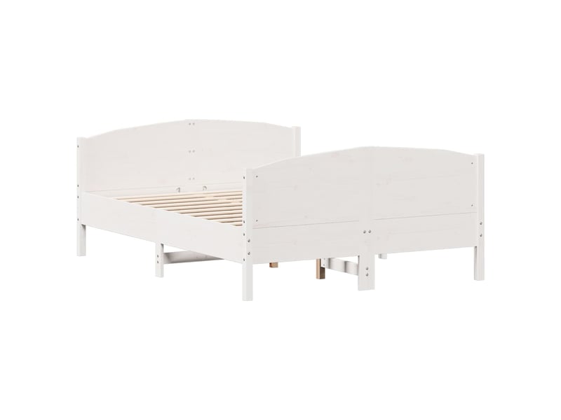  Lit double- lit adulte -  cadre de lit sans matelas blanc 120x190 cm bois de pin massif  - Conforama B