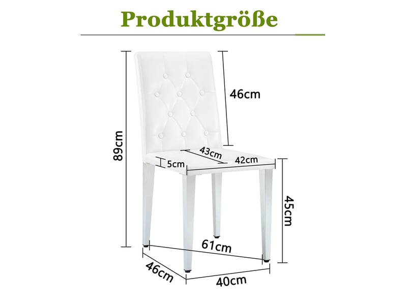  Lot de chaises 4 pièces blanc pur finition argent brillante pieds métal argent combinaisons polyvalentes  - Conforama C