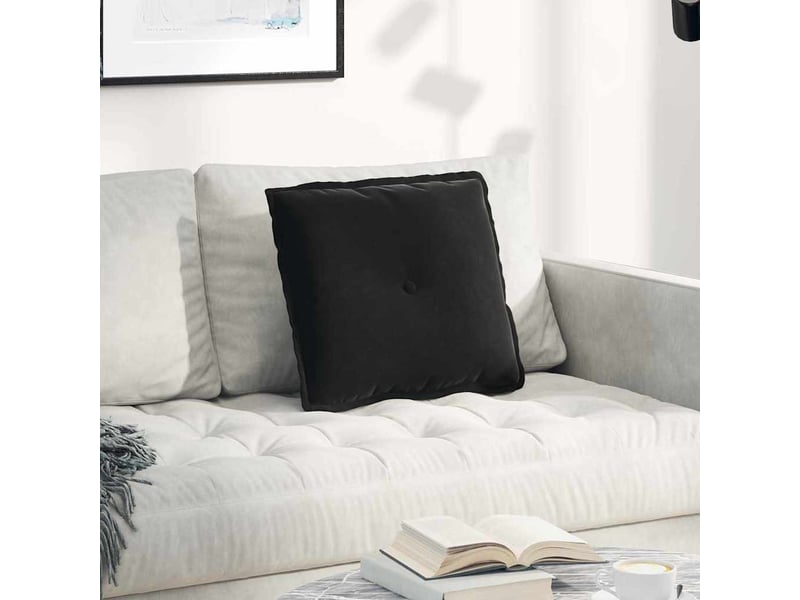  Coussin de dos, coussin de dossier noir 50 x 45 cm tissu en velours côtelé cf54841  - Conforama B