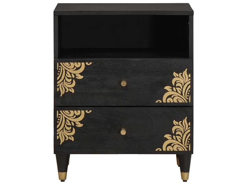  Table de chevet noir 50 x 33 x 62 cm bois de mangue massif  - Conforama C