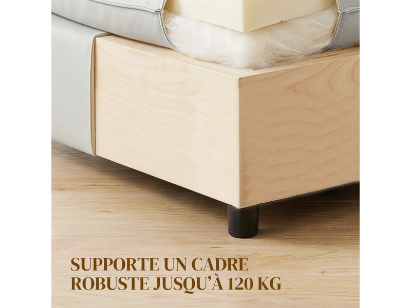  Repose pied salon carré, ottoman avec pieds en plastique, pouf salon pour chambre à coucher, entrée, gris, 75x75x40 cm  - Conforama E