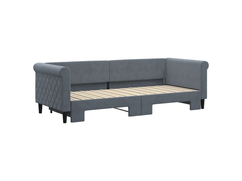  Lit simple- lit adulte -  lit de jour avec gigogne sans matelas gris foncé 80x200 cm  - Conforama B