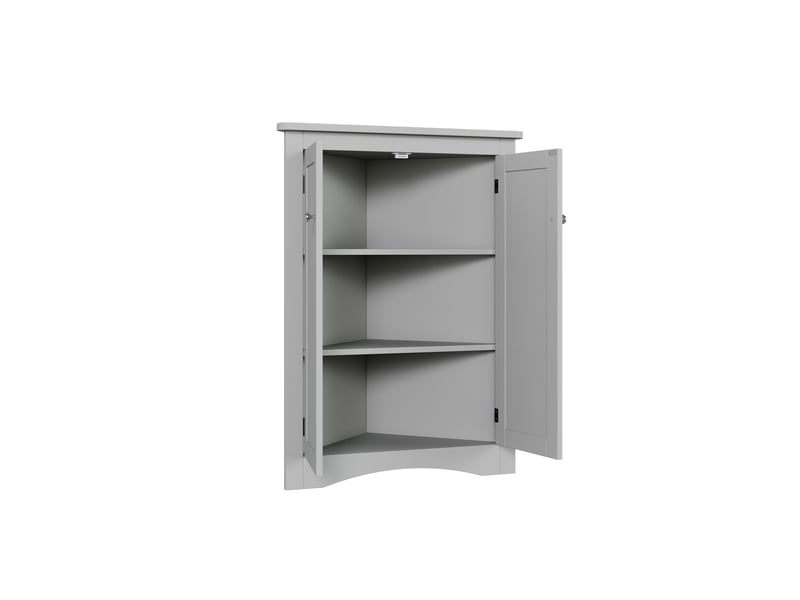  Meuble salle de bain - 61.5x34.5x80cm - armoire de coin autoportante avec 2 portes, 3 niveaux de rangement en bois mdf - gris  - Conforama A