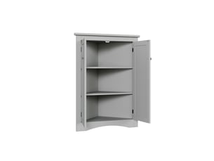 Meuble salle de bain - 61.5x34.5x80cm - armoire de coin autoportante avec 2 portes, 3 niveaux de rangement en bois mdf - gris