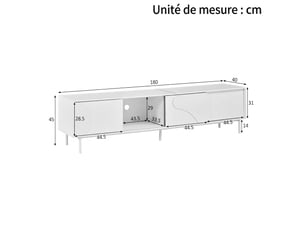 Meuble tv coloris blanc 180 cm <strong></strong> <strong></strong>