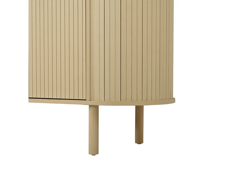  Buffet bas 160x40x78,5 cm naturel avec 3 portes ondulées, niche ouverte, pieds en bois massif Fay Lum - Conforama E