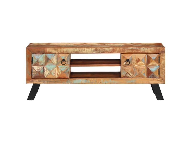  Meuble tv - banc tv - meuble de rangement 112x30x45 cm bois massif de récupération  - Conforama D