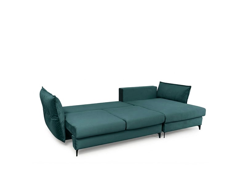  Canapé angle droit verduro en velours bleu pétrole - 3 places 3CA55.PI.3AC.D.24 - Conforama E