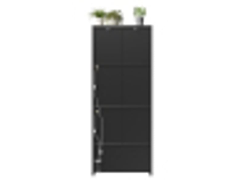  Vitrine haute, coloris noir, 70 × 40 × 180 cm, mdf, métal et verre, portes vitrées cintrées, led pilotable par application  - Conforama C
