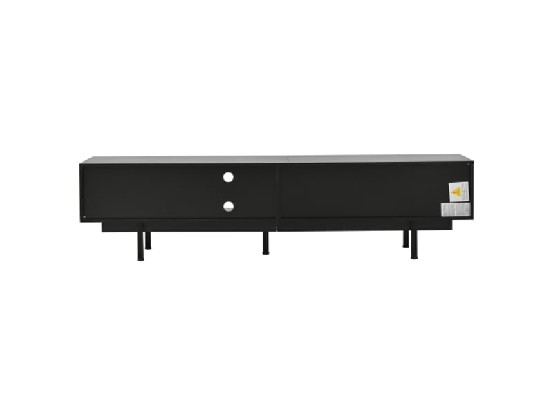  Meuble tv noir moderne 200x40x50,5 cm - 2 portes, 2 tiroirs - grand rangement, support écran jusqu'à 80 pouces, 45 kg  - Conforama A