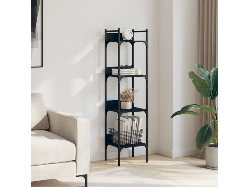  Bibliothèque à 4 niveaux, armoire à livres noir 35x30x138,5 cm bois d'ingénierie  - Conforama C