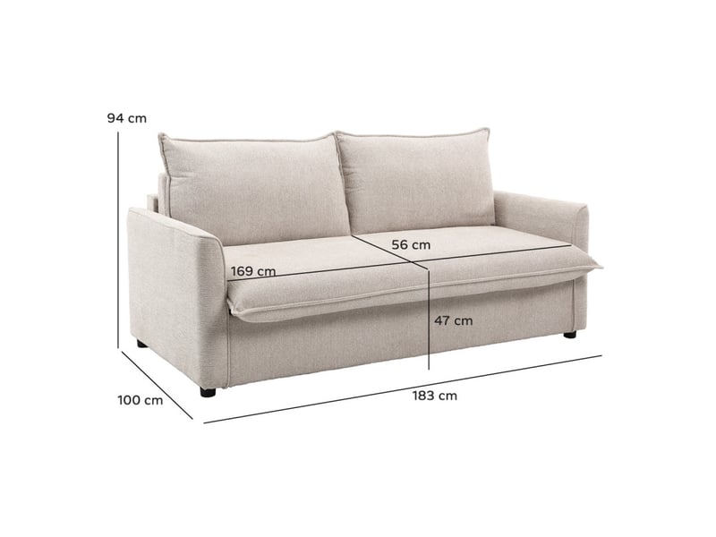  Canapé convertible 3pl système rapido tissu doux beige – ellis  - Conforama E