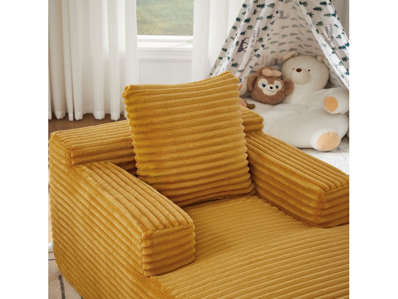  Canapé convertible 1 place en velours côtelé jaune, sans montage, idéal pour salon, bureau et petit espace  - Conforama D